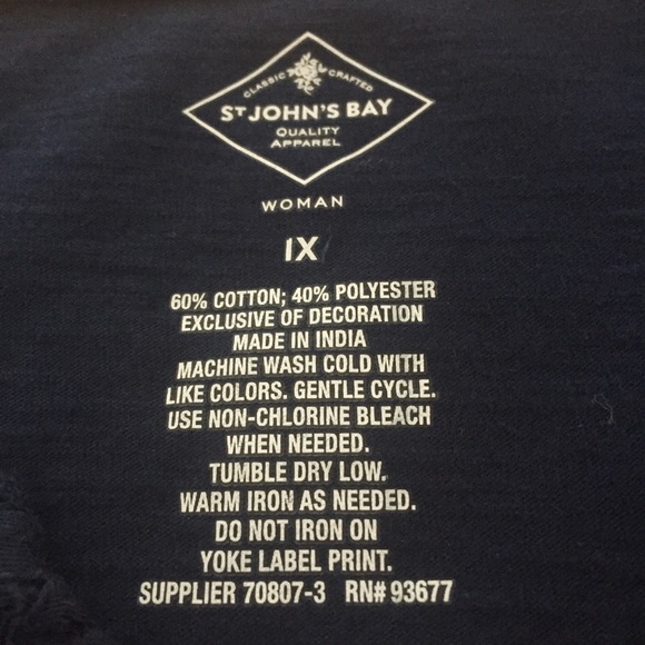 St. John’s bay blue 3/4 sleeve with lace detail size 1X NWT - Picture 4 of 7